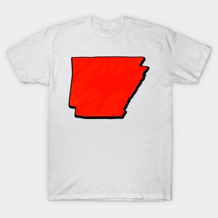 Bright Red Arkansas Outline T-Shirt